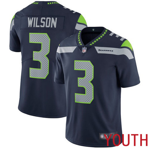 Seattle Seahawks Limited Navy Blue Youth Russell Wilson Home Jersey NFL Football 3 Vapor Untouchable